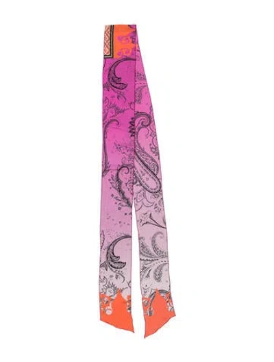 Pre-owned Etro Silk Paisley Print Scarf In Purple