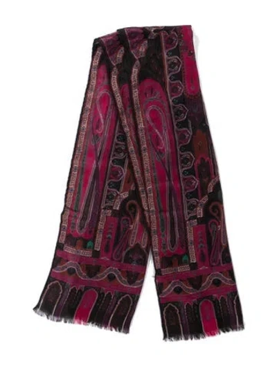 Pre-owned Etro Silk Paisley Print Scarf In Purple