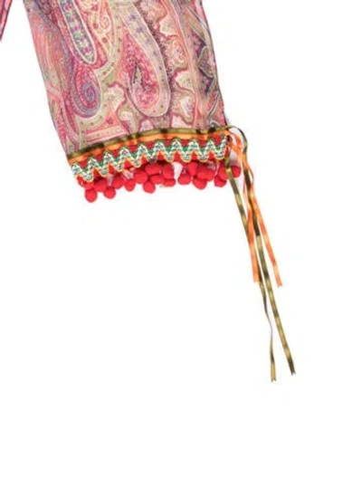 Pre-owned Etro Silk Paisley Print Scarf In Red