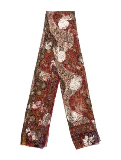 Pre-owned Etro Silk Paisley Print Scarf In Red