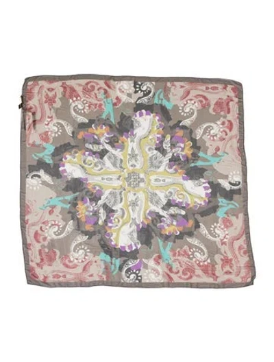 Pre-owned Etro Silk Paisley Print Scarf W/ Tags In Brown