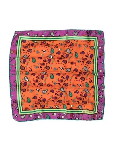 Pre-owned Etro Silk Paisley Print Scarf W/ Tags In Purple