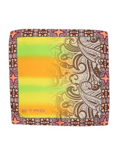 Pre-owned Etro Silk Paisley Print Scarf In Yellow