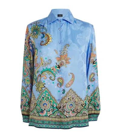 Etro Printed Shirt In Azure