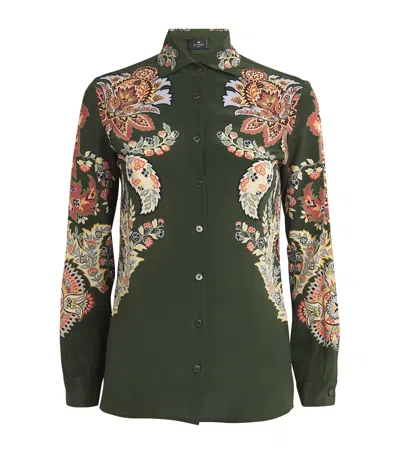 Etro Paisley Print Button Down Silk Shirt In Multi