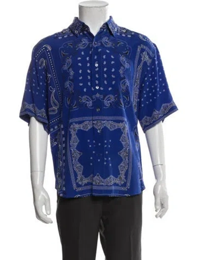 Pre-owned Etro Silk Paisley Print Shirt In Blue