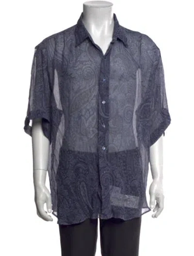 Pre-owned Etro Silk Paisley Print Shirt In Blue