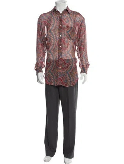 Pre-owned Etro Silk Paisley Print Shirt In Orange