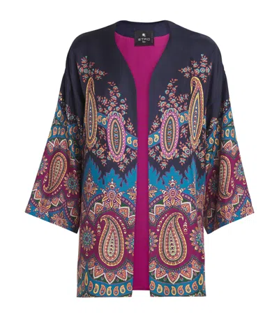 Etro Silk Paisley Print Short Robe