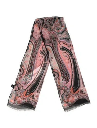 Pre-owned Etro Silk Paisley Print Stole In Black