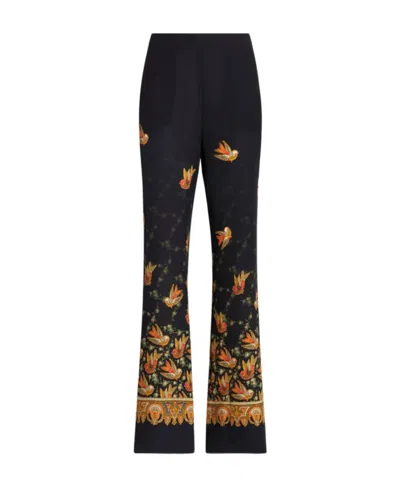 Etro Printed Crêpe De Chine Palazzo Trousers In Black