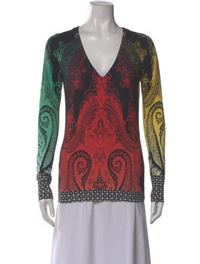 Pre-owned Etro Silk Paisley Print Sweater In Black