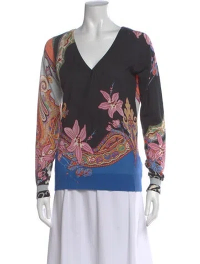 Pre-owned Etro Silk Paisley Print Sweater In Black