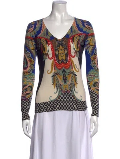Pre-owned Etro Silk Paisley Print Sweater In Black