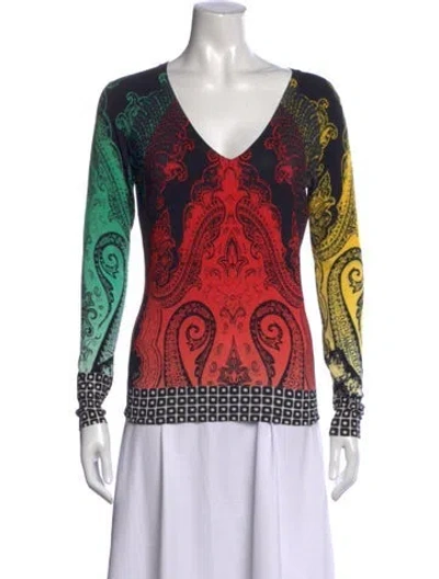 Pre-owned Etro Silk Paisley Print Sweater In Black
