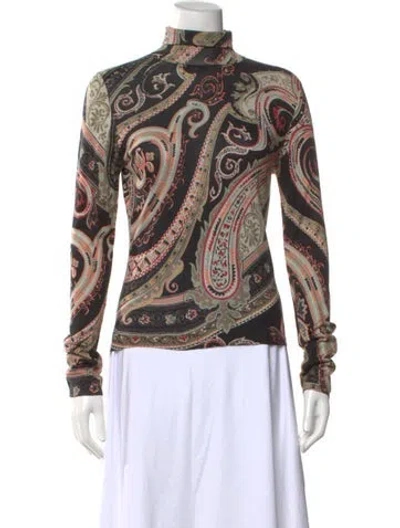 Pre-owned Etro Silk Paisley Print Sweater In Black