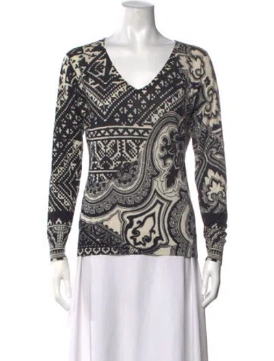 Pre-owned Etro Silk Paisley Print Sweater In Black