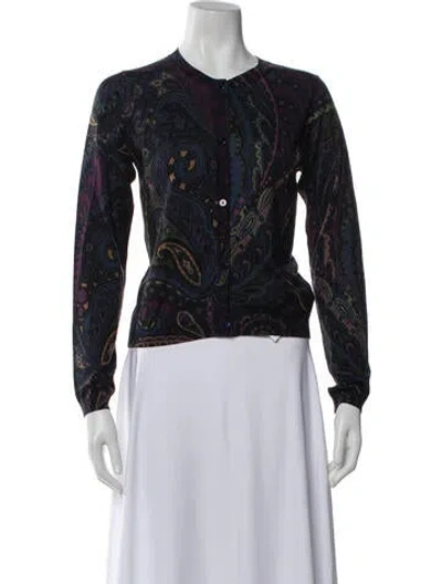 Pre-owned Etro Silk Paisley Print Sweater In Black