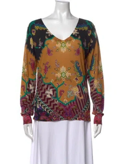 Pre-owned Etro Silk Paisley Print Sweater In Black