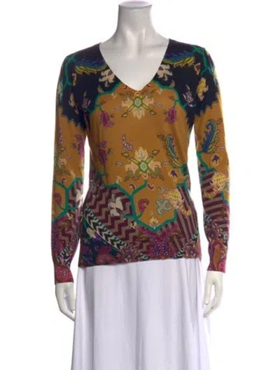 Pre-owned Etro Silk Paisley Print Sweater In Black