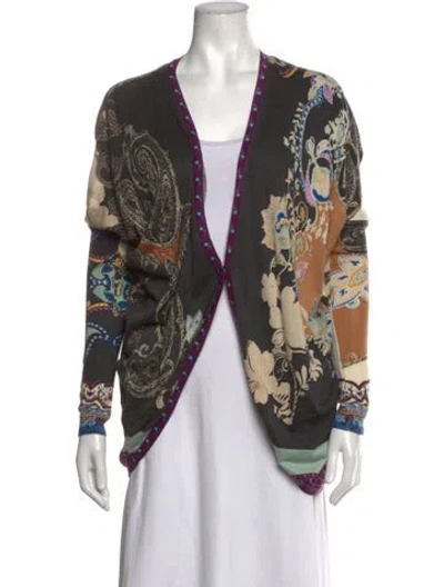 Pre-owned Etro Silk Paisley Print Sweater In Black/neutrals