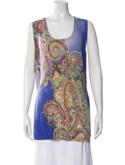 Pre-owned Etro Silk Paisley Print Sweater In Blue