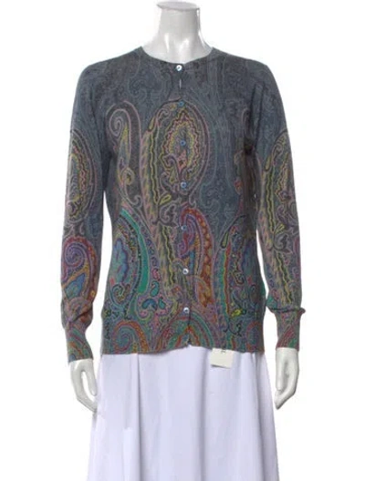 Pre-owned Etro Silk Paisley Print Sweater In Blue