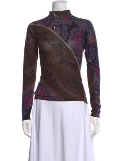 Pre-owned Etro Silk Paisley Print Sweater In Brown