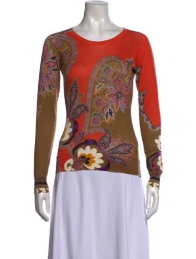 Pre-owned Etro Silk Paisley Print Sweater In Green
