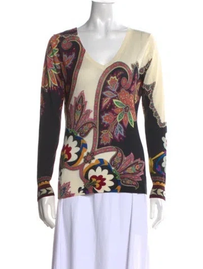 Pre-owned Etro Silk Paisley Print Sweater In Neutral
