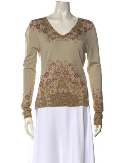 Pre-owned Etro Silk Paisley Print Sweater In Neutral
