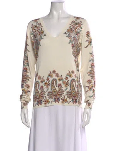 Pre-owned Etro Silk Paisley Print Sweater In Neutral