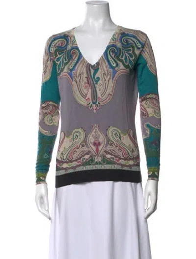 Pre-owned Etro Silk Paisley Print Sweater In Neutral