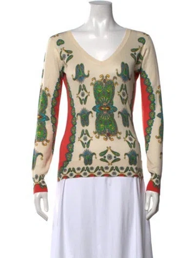 Pre-owned Etro Silk Paisley Print Sweater In Neutrals
