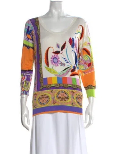 Pre-owned Etro Silk Paisley Print Sweater In Neutrals/purple