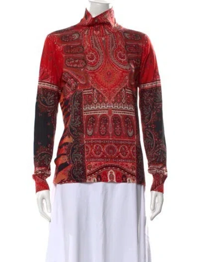 Pre-owned Etro Silk Paisley Print Sweater In Orange