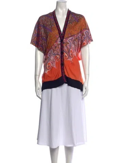 Pre-owned Etro Silk Paisley Print Sweater In Orange