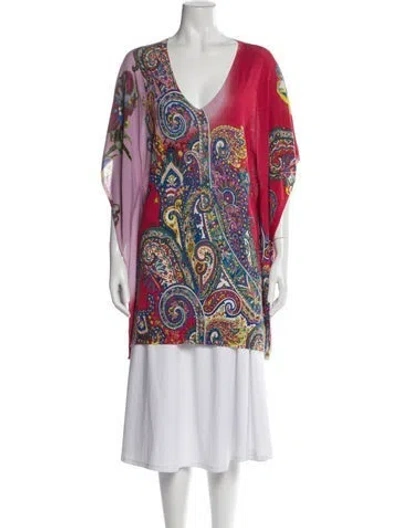 Pre-owned Etro Silk Paisley Print Sweater In Pink