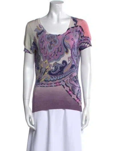 Pre-owned Etro Silk Paisley Print Sweater In Purple