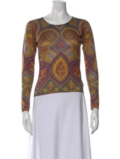 Pre-owned Etro Silk Paisley Print Sweater In Purple
