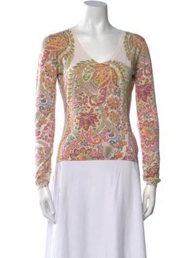 Pre-owned Etro Silk Paisley Print Sweater In Purple