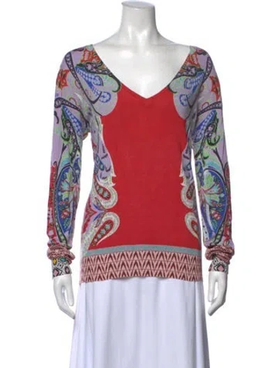 Pre-owned Etro Silk Paisley Print Sweater In Red