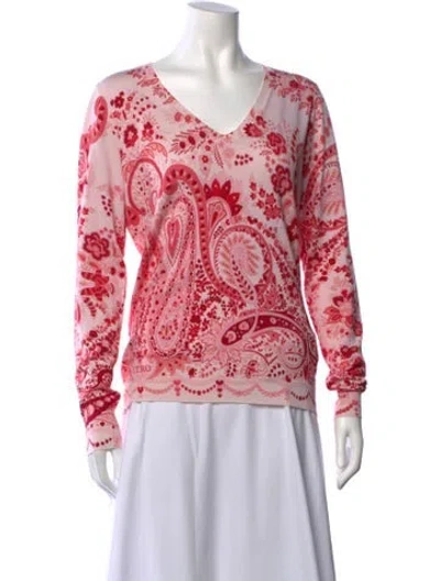 Pre-owned Etro Silk Paisley Print Sweater In Red