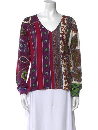 Pre-owned Etro Silk Paisley Print Sweater In White