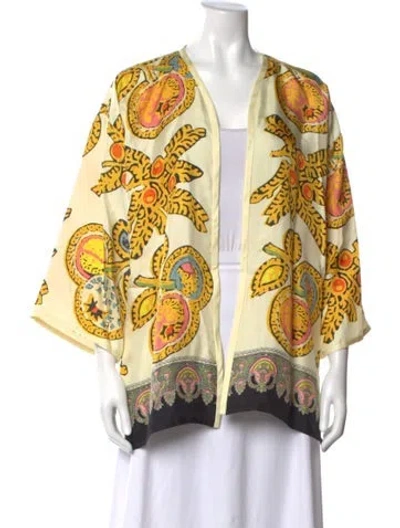 Pre-owned Etro Silk Paisley Print Sweater In Yellow