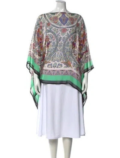 Pre-owned Etro Silk Paisley Print Top In Blue