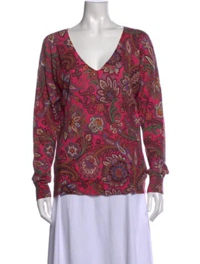 Pre-owned Etro Silk Paisley Print Top In Blue
