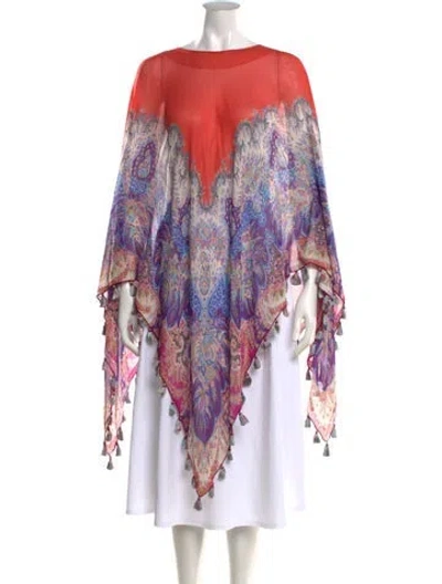 Pre-owned Etro Silk Paisley Print Top In Blue/orange