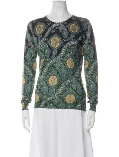 Pre-owned Etro Silk Paisley Print Top In Green