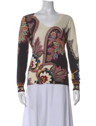 Pre-owned Etro Silk Paisley Print Top In Multi